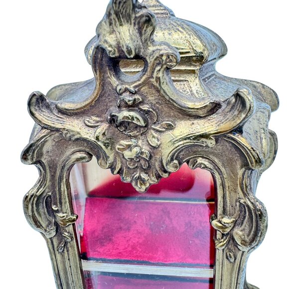 Miniature Gold Metal French Style Vitrine Plastic Shelf insert Red Velvet - Picture 4 of 16